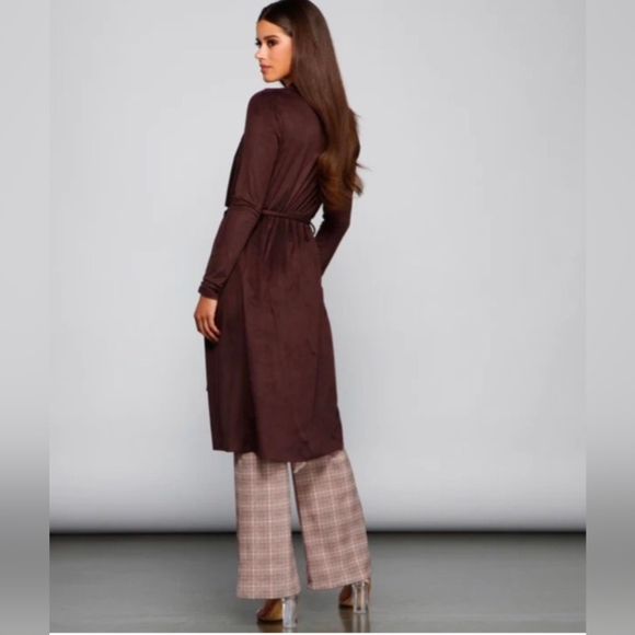 Faux Suede wrap cardigan - Picture 2 of 9